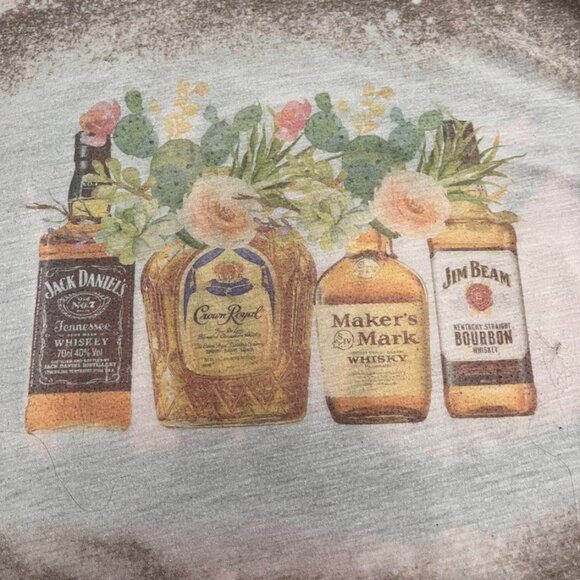 Next Level Bleached Bourbon Graphic Tee Floral Bottles Brown T-Shirt XL - Picture 4 of 10